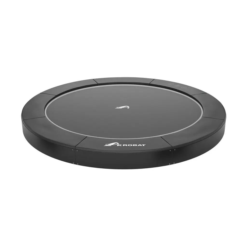 10ft Round Akrobat Primus Sport Flat In-Ground Trampoline – Special Edition (Black Pad with Black Jump Mat)