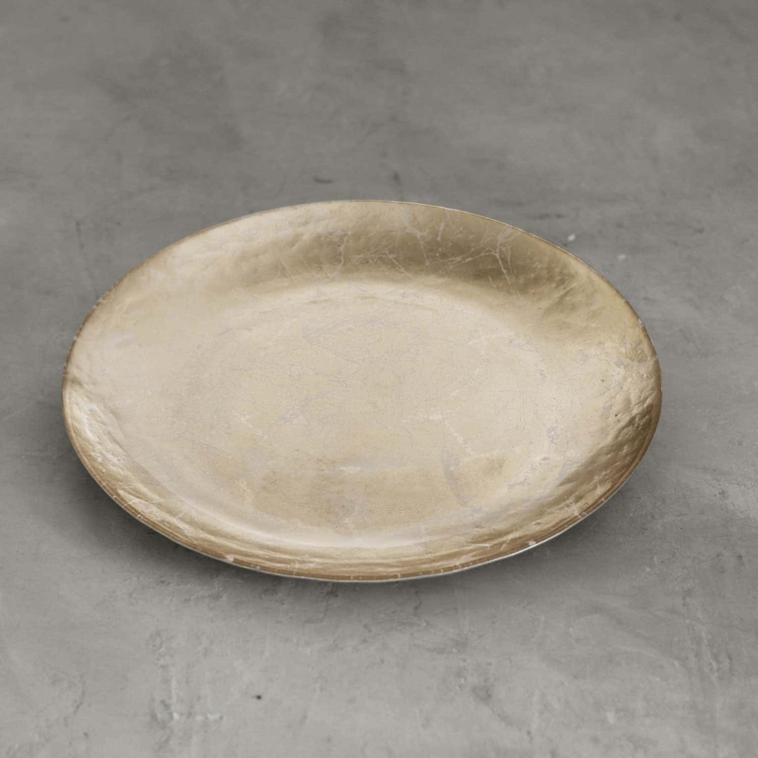 GLASS NEW ORLEANS CRACKED FOIL LEAFING ROUND PLATTER (GOLD)