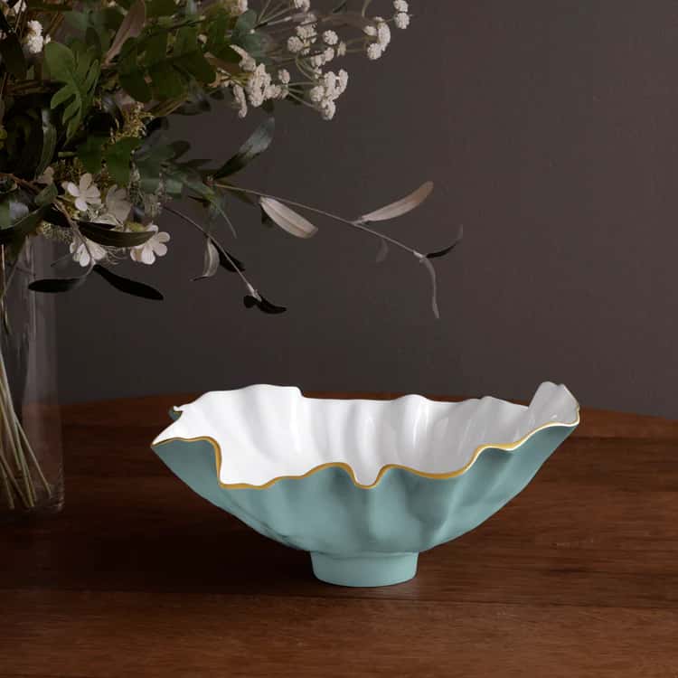 ENCANTO BLOOM MEDIUM BOWL (TURQUOISE AND WHITE) 8595