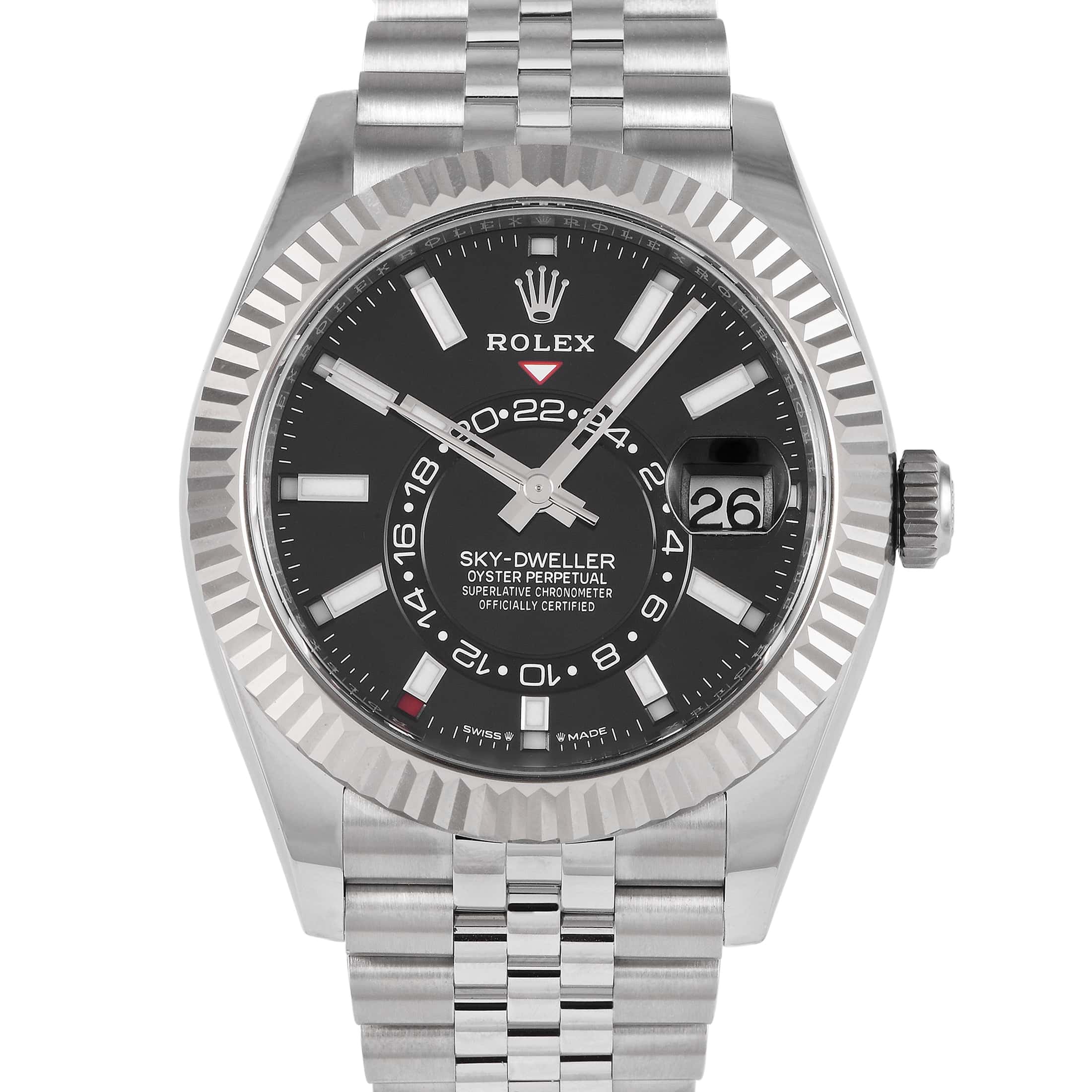 Rolex Sky-Dweller Black Dial Steel and White Gold Jubilee Watch 336934
