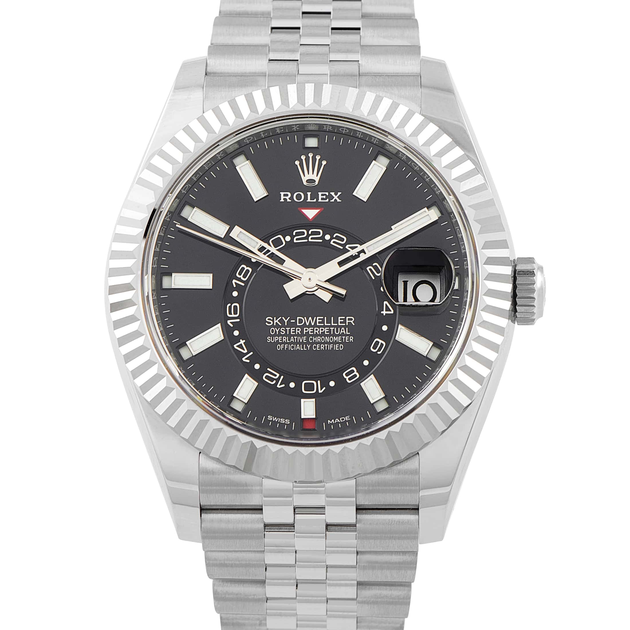 Rolex Sky-Dweller Bright Black Dial Steel Jubilee Watch 326934