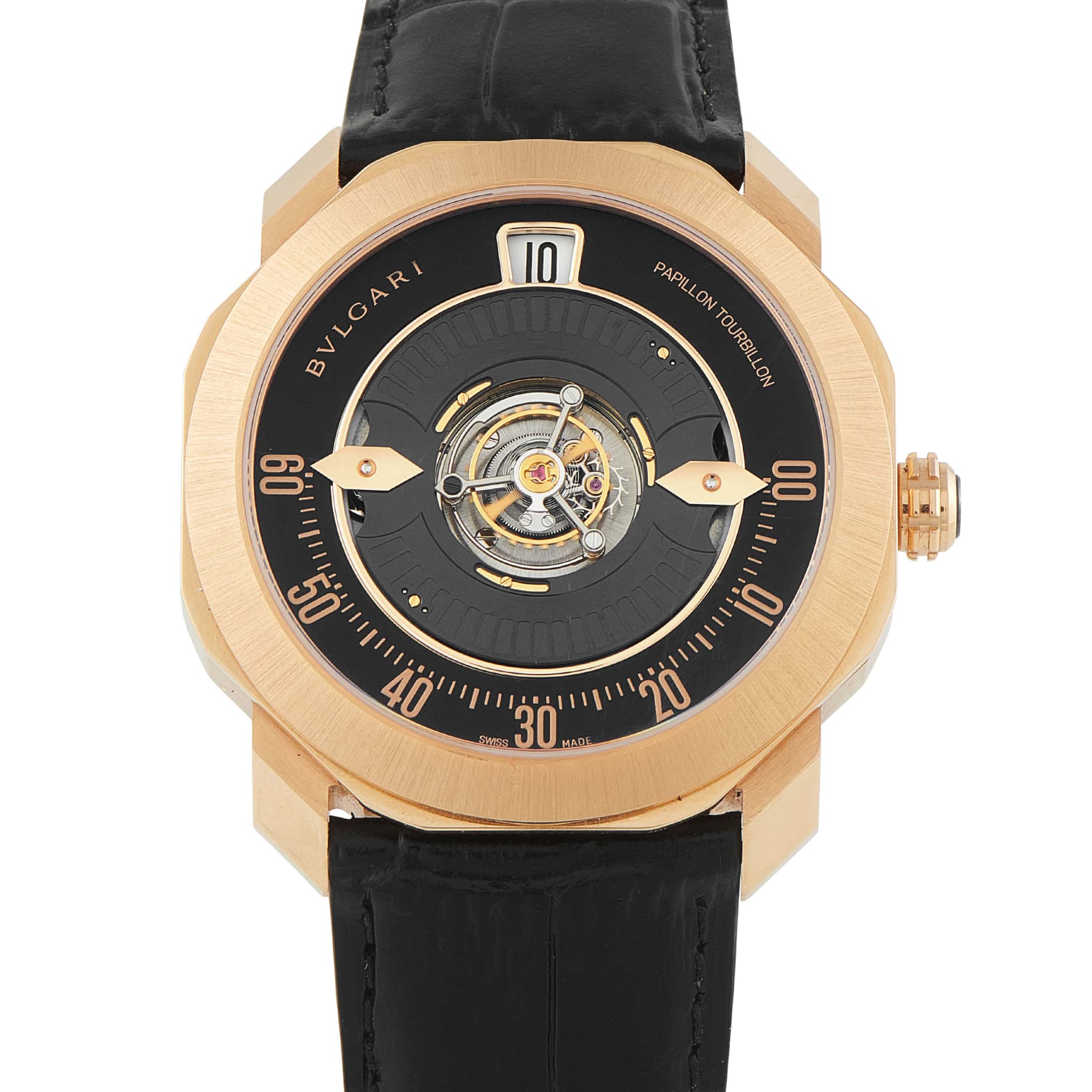Bvlgari Octo Roma Papillon Central Rose Gold Watch 103475