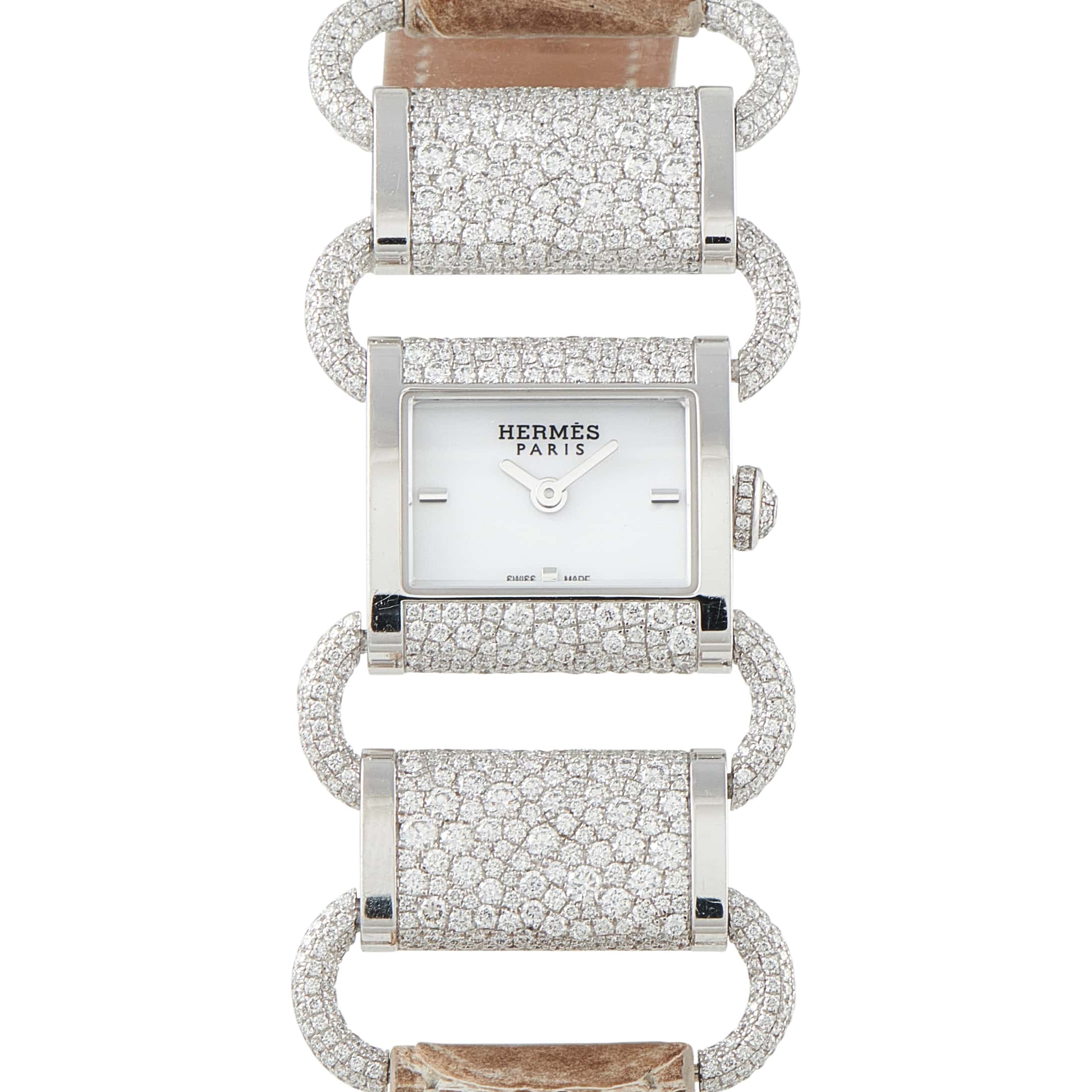Hermes Klikti Diamond and White Gold Watch LL1.294