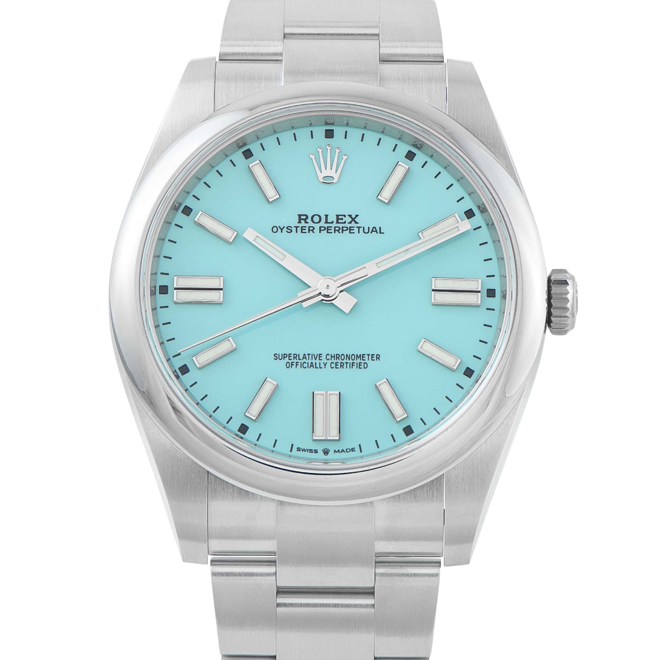 Rolex Oyster Perpetual 41 Turquoise Blue Dial Steel Watch 124300