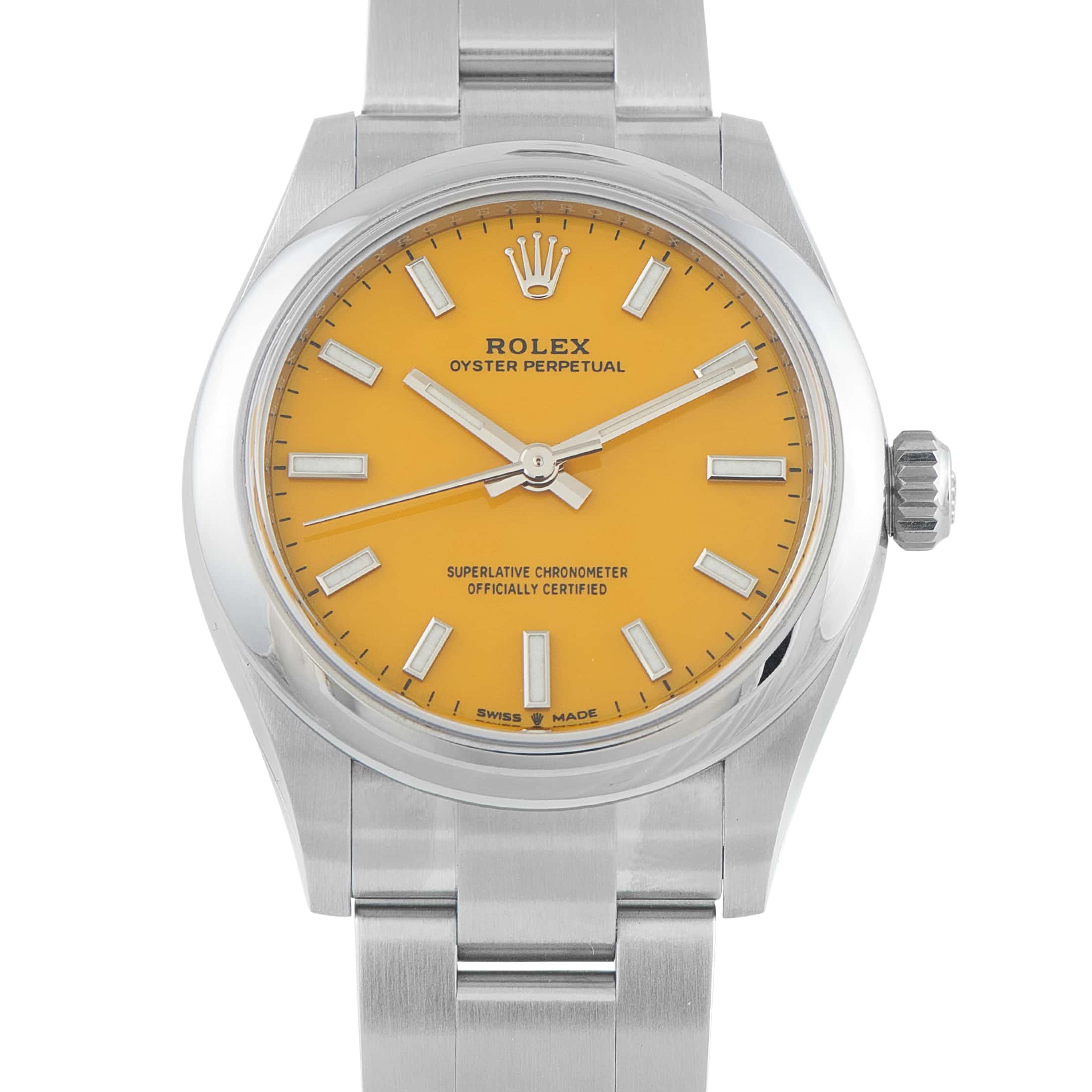 Rolex Oyster Perpetual 31 Yellow Dial Steel Watch 277200
