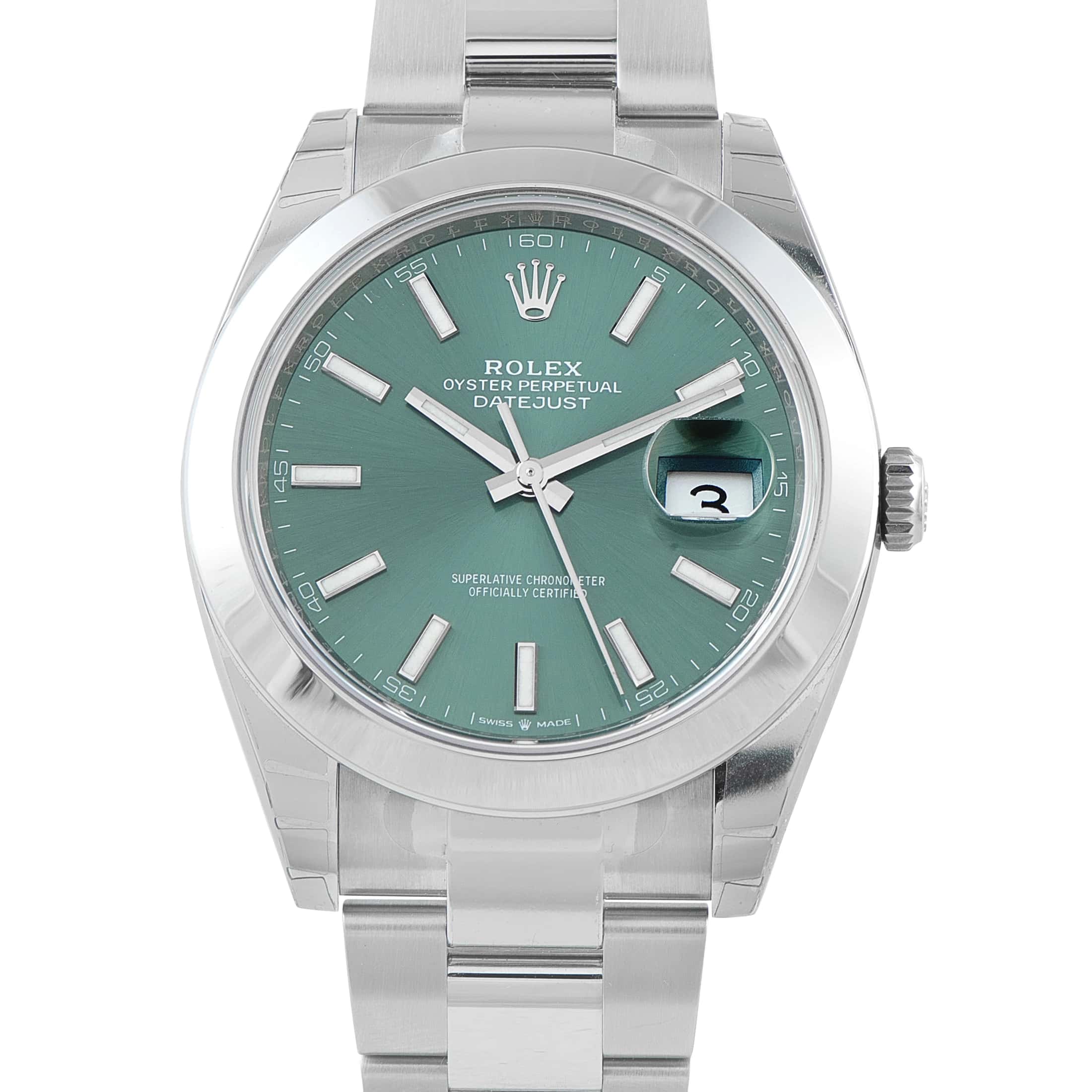 Rolex Datejust 41 Mint Green Dial Steel Oyster Watch 126300