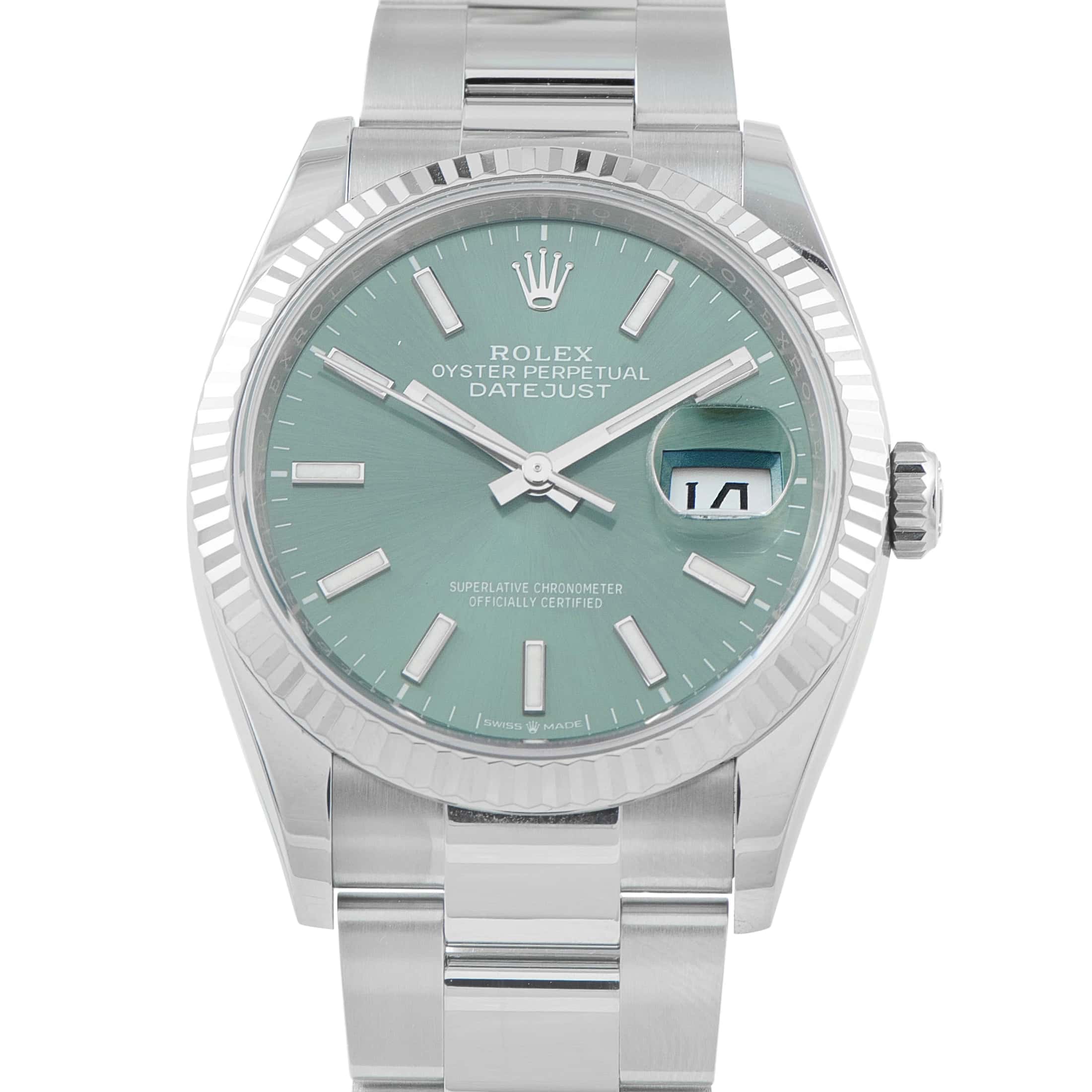 Rolex Datejust 36 Mint Green Dial Steel Oyster Watch 126234