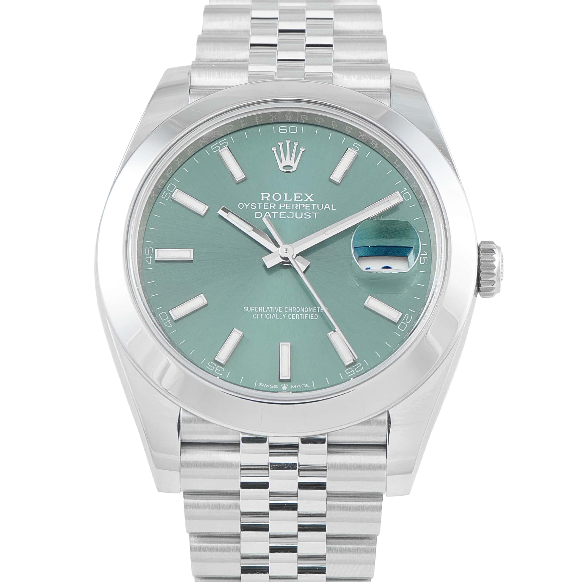 Rolex Datejust 41 Mint Green Dial Steel Jubilee Watch 126300