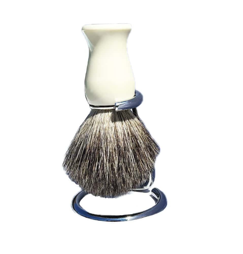 Short Stand with Fine Badger Shaving Brush White one of the kind