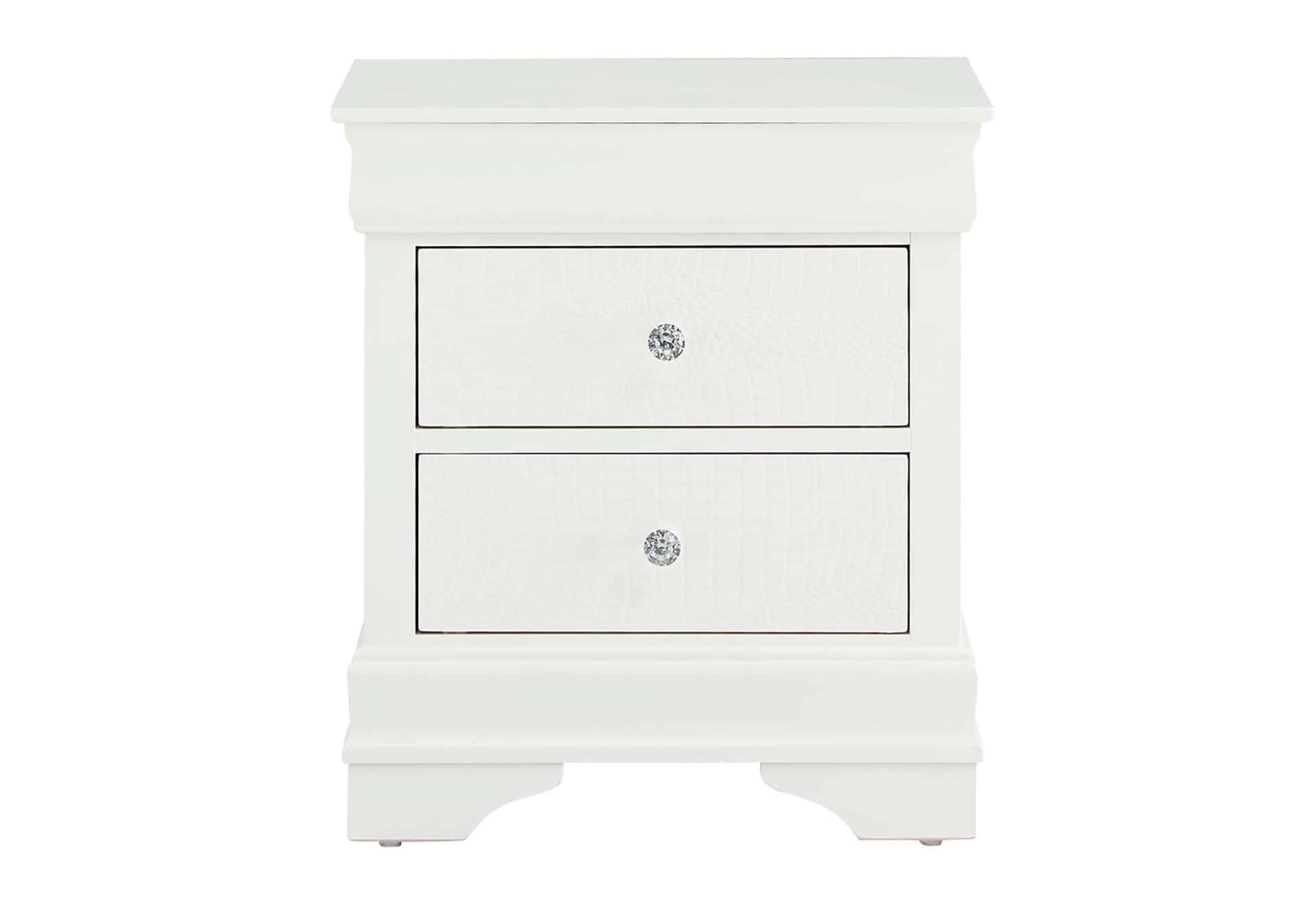 POMPEI METALLIC WHITE NIGHTSTAND