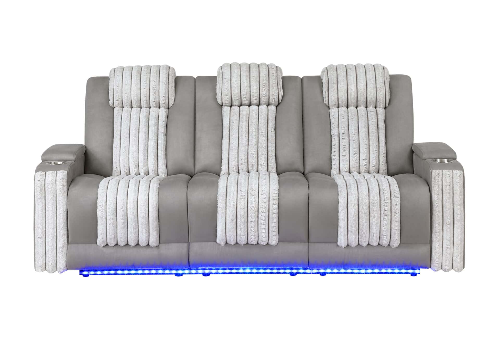 U8000 GREY PWR REC SOFA W/PHR, DDT, READING LIGHT & LED LIGHT