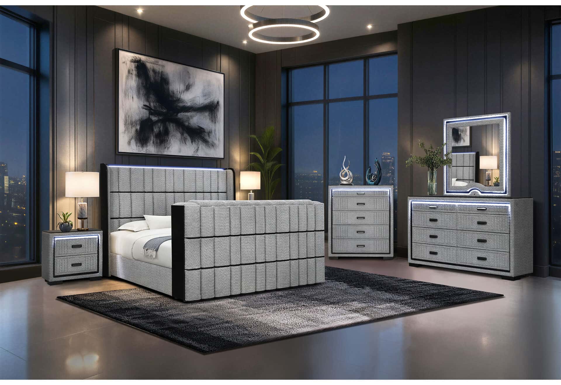 ISABELLA GREY KING BED GROUP