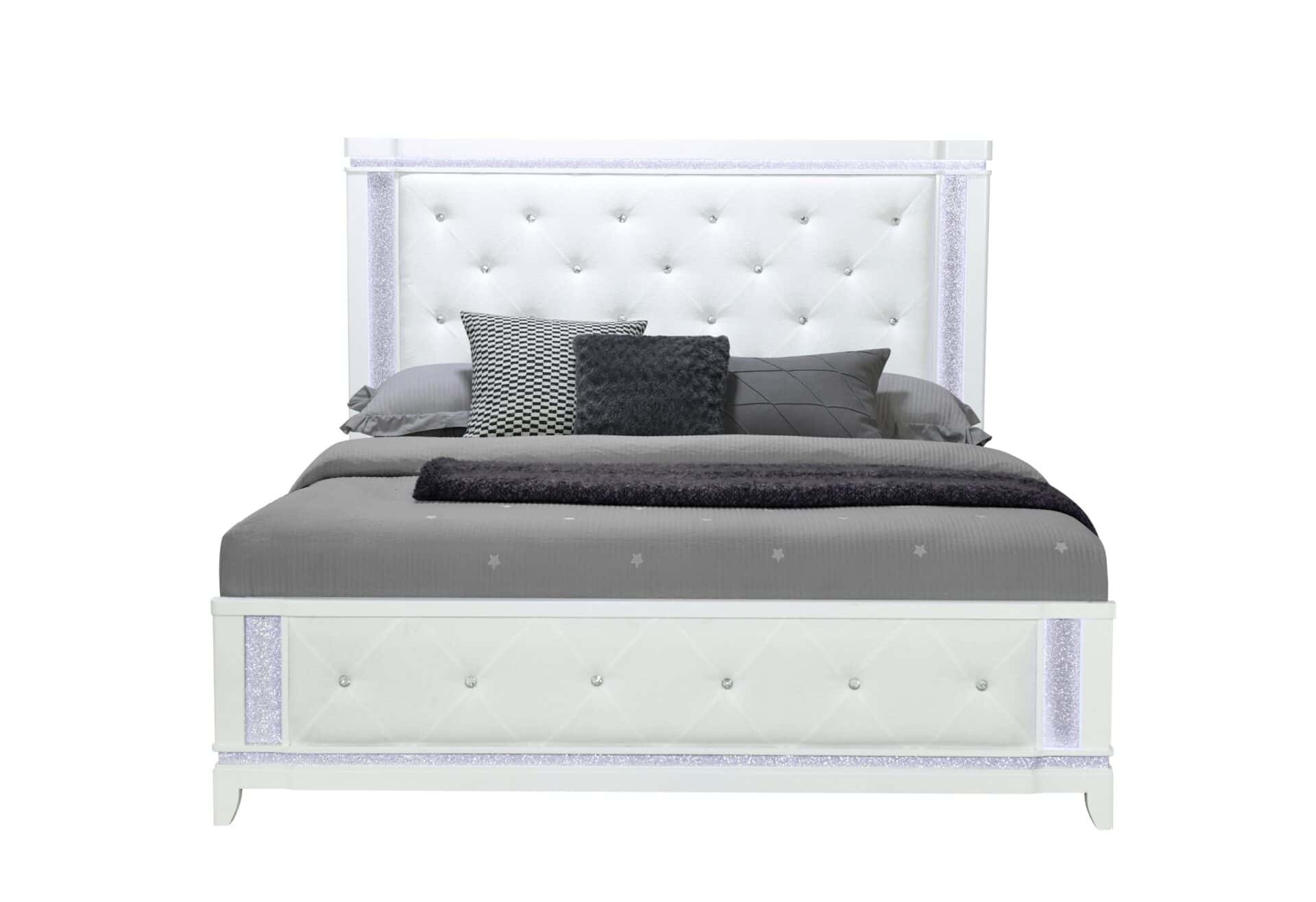 ALINA WHITE KING BED HEADBOARD WITH LED