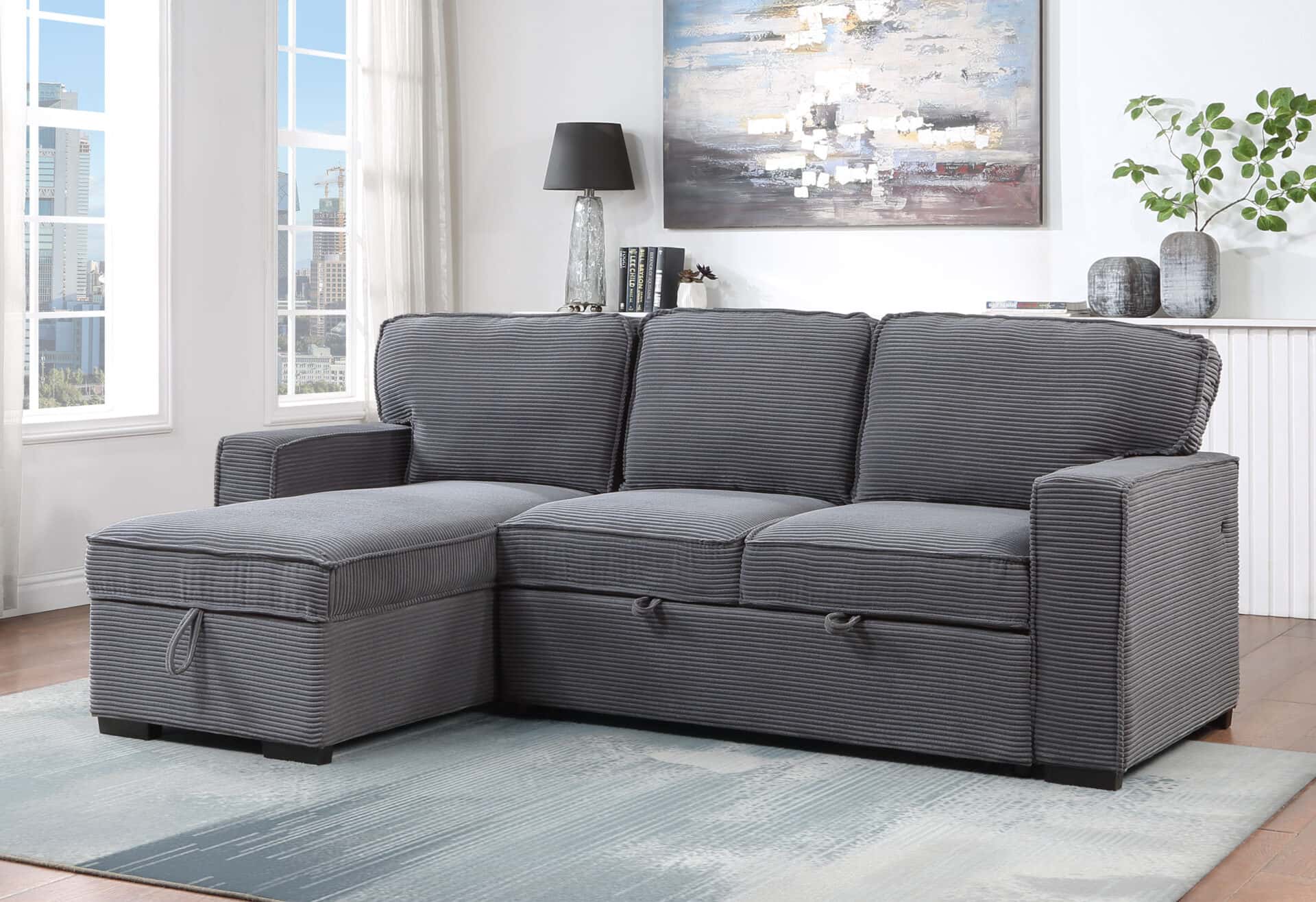 U0203 LIGHT GREY REVERSIBLE SOFA BED