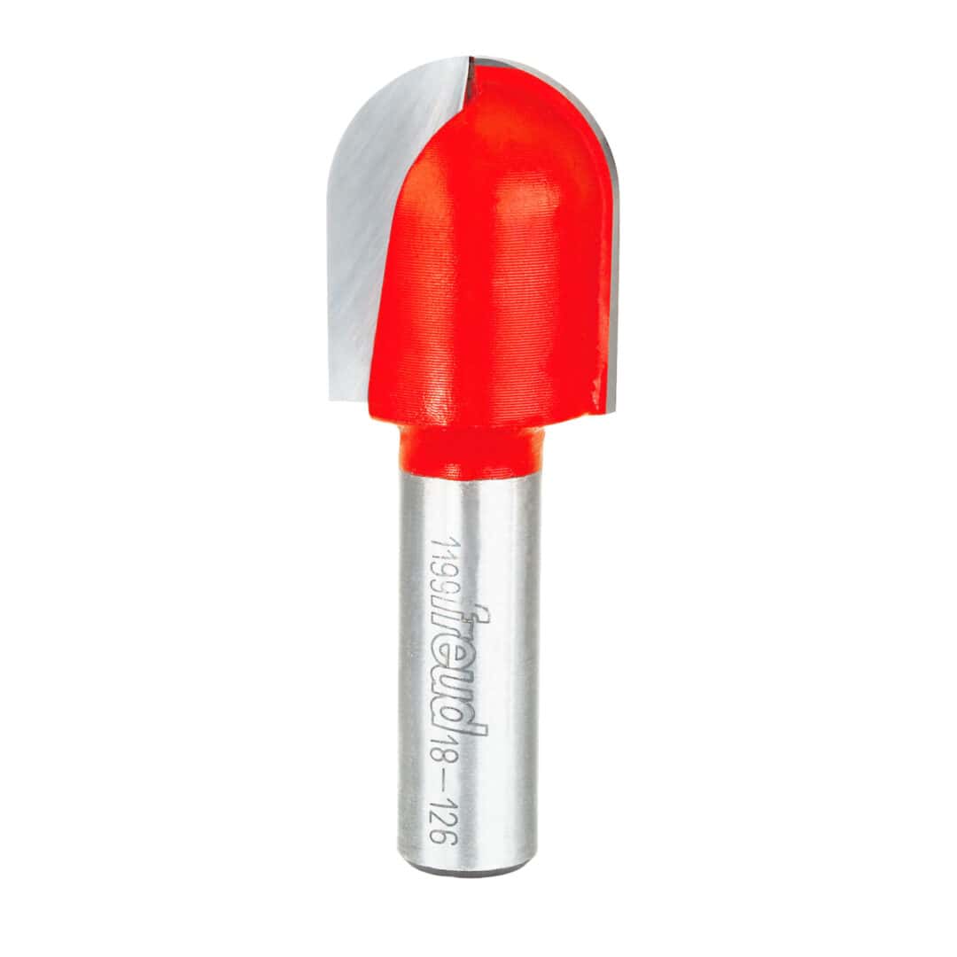 Freud 18-126, Round Nose Bit, 1″ diameter, 1 1/4″ Height and 1/2″ shank.