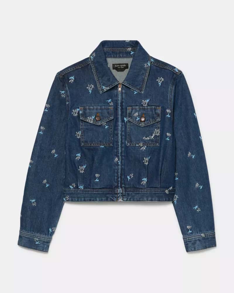 Vibrant Buds Embroidered Denim Jacket