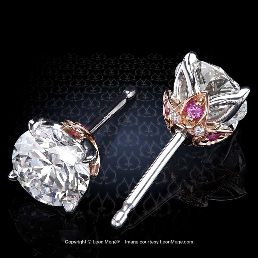 Lotus Diamond Studs e8705
