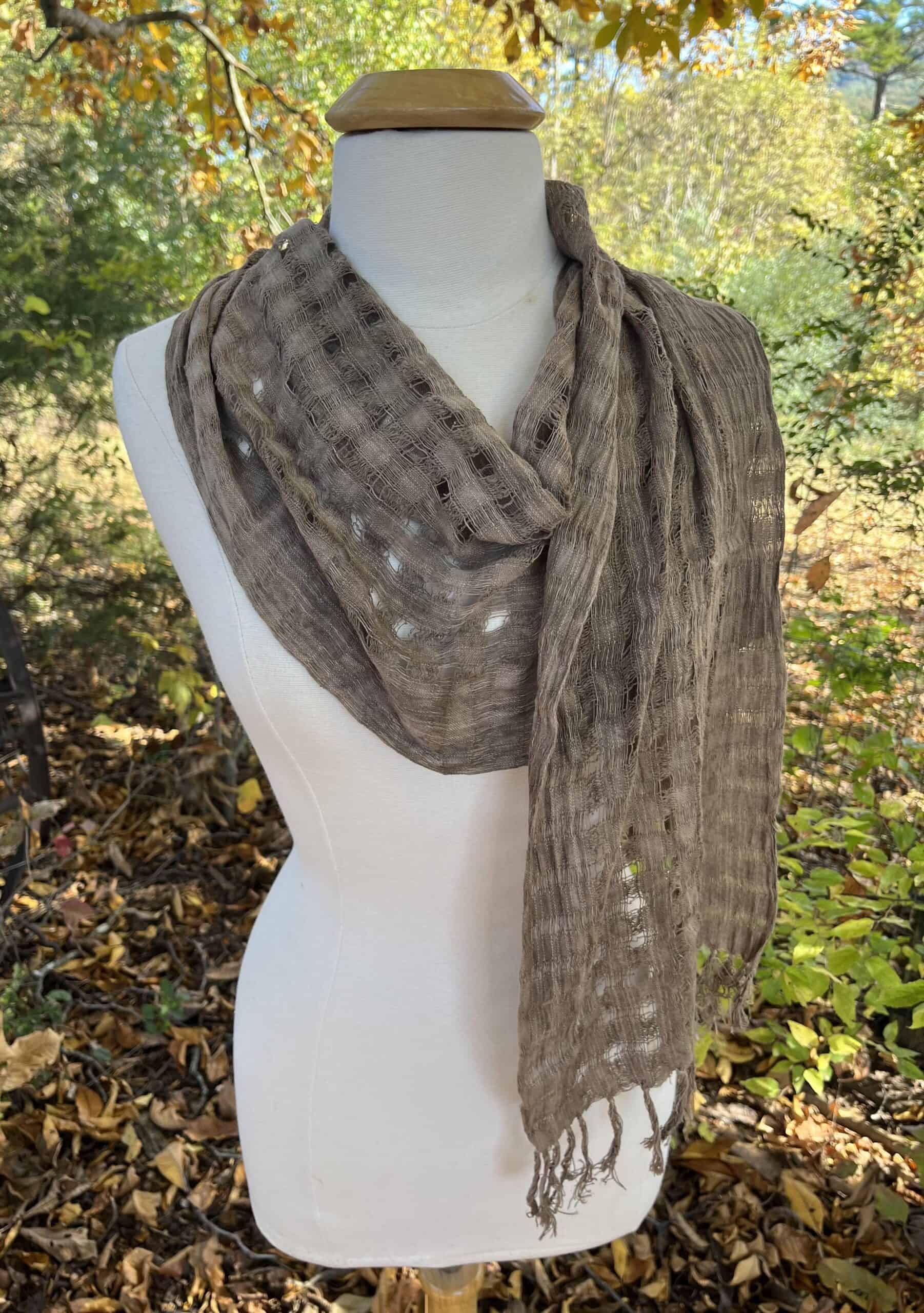 “Checked Cloth” Walnut dyed scarf