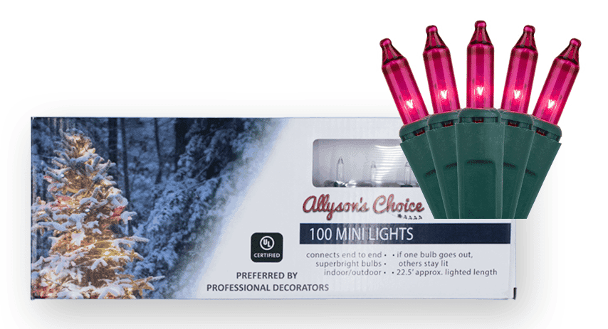 100 Pink Light Set, Green Wire