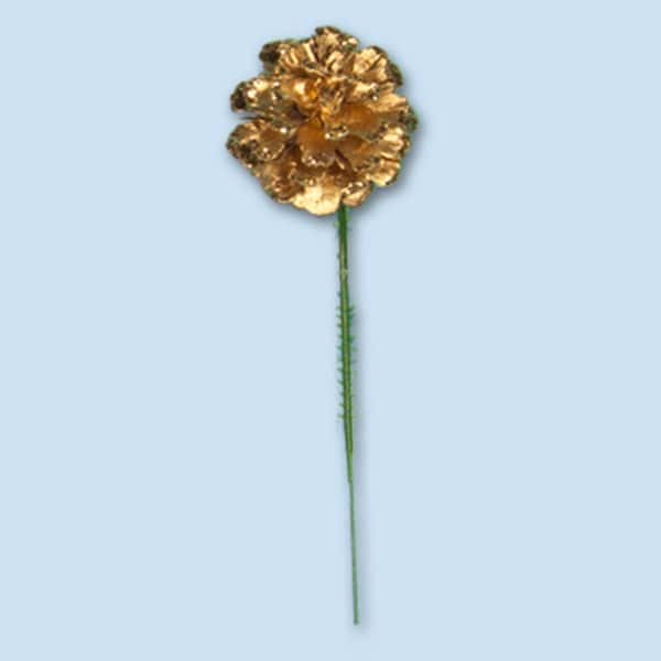 2″ Gold Glittered Pine Cone Pick