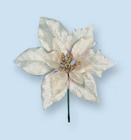 White/Gold Poinsettia Pick