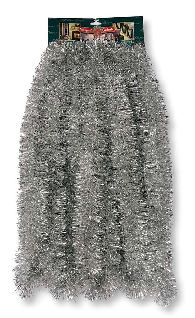 30′ Tinsel Garland – Silver