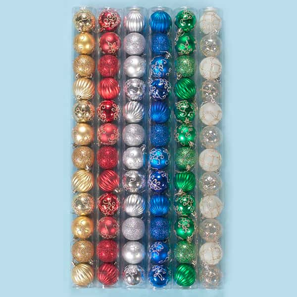 12Pk 60mm Assorted Decorative Plastic Balls