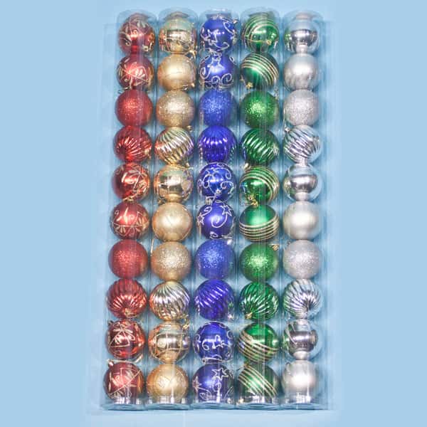 10Pk 70mm Assorted Decorative Plastic Balls
