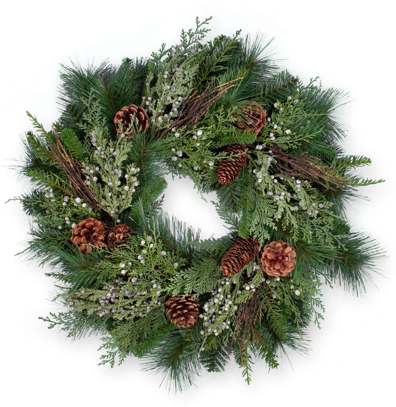 30″ PE/PVC Mixed Pine Wreath