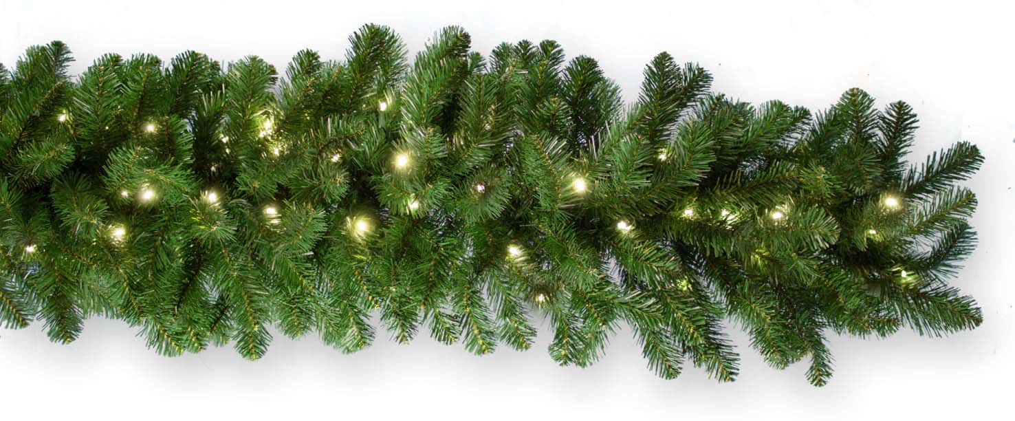 9′ x 18″ Classic Pine Garland – Commercial Grade LED – Warm White
