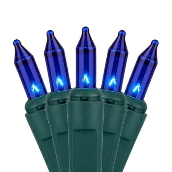 50 Light Set 6″ Spacing – Green Wire, Blue