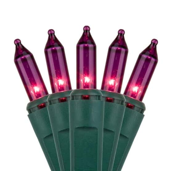 100 Purple Light Set, Green Wire, Polybag