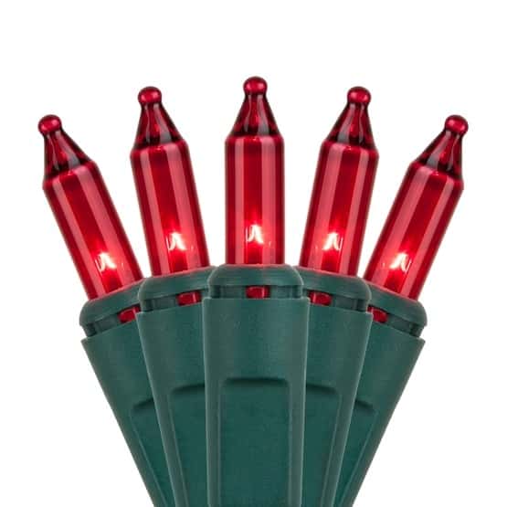 50 Red Light Set, Green Wire, Polybag