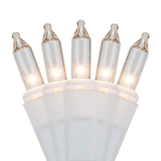 50 Light Set 6″ Spacing – White Wire, Clear