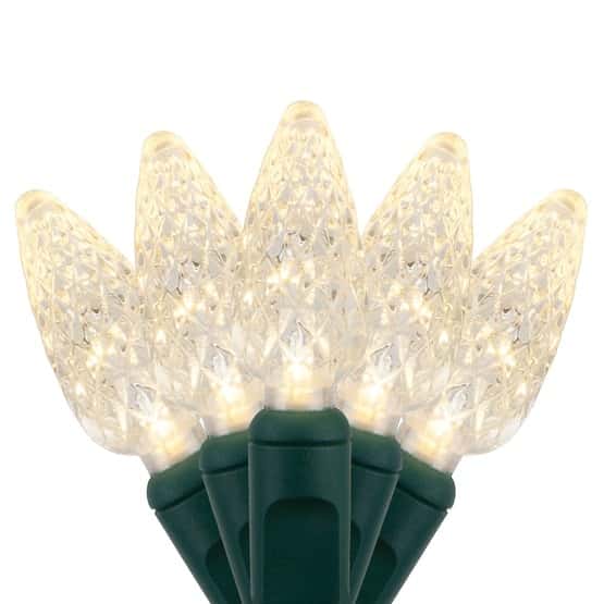 50 LED C6 4″ Spacing – Green Wire, Warm White