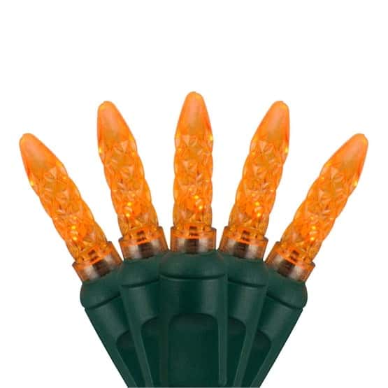 50 LED M5 4″ Spacing – Green Wire, Amber (Orange)