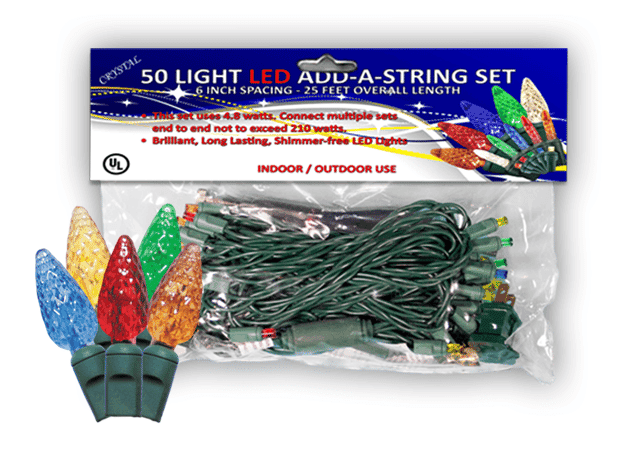 50 LED C6 6″ Spacing – Green Wire, Multi
