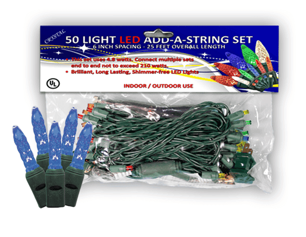 50 LED M5 6″ Spacing – Green Wire, Blue
