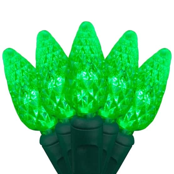 50 LED C6 4″ Spacing – Green Wire, Green