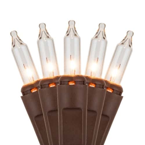 50 Light Set 6″ Spacing – Brown Wire, Clear