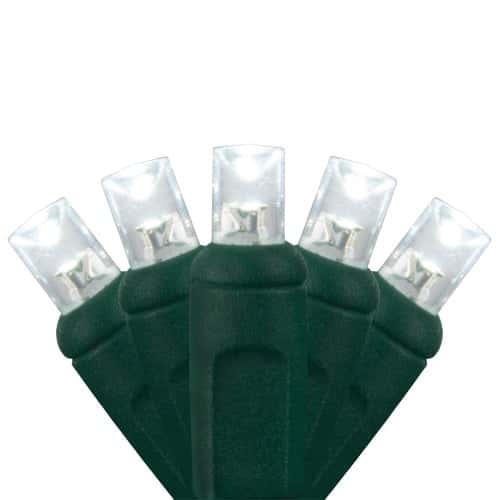 70 LED 5MM 4″ Spacing – Green Wire, Cool White