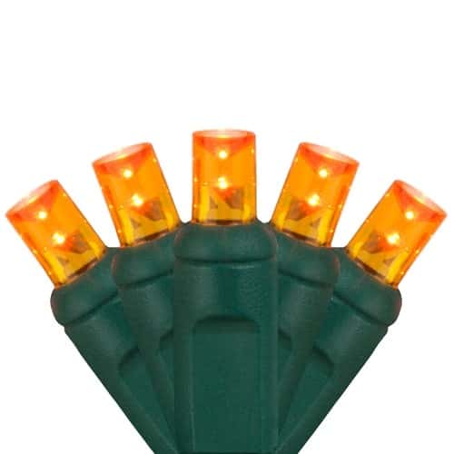 50 LED 5MM 6″ Spacing – Green Wire, Amber (Orange)