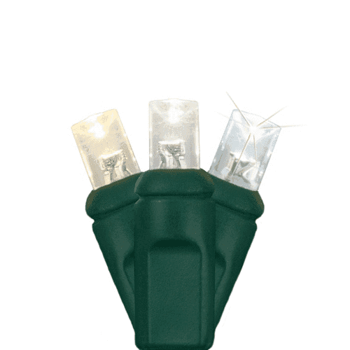 50 LED 5 MM 1/5 Stobe 6″ Spacing – Green Wire, Champagne