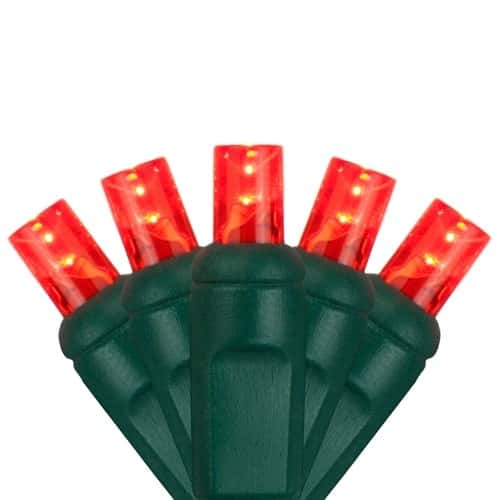 70 LED 5MM 4″ Spacing – Green Wire, Red