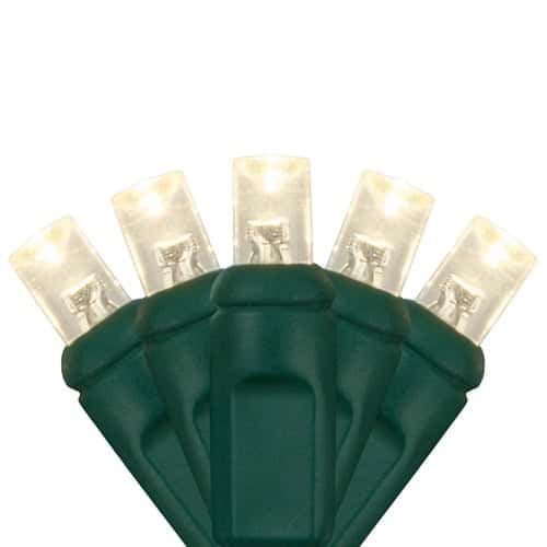 50 LED 5MM 6″ Spacing – Green Wire, Warm White