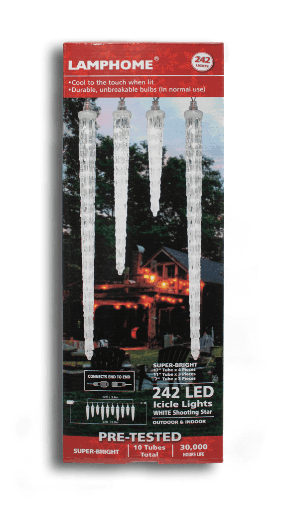 242 LED 10 Piece Icicle Set – Cool White