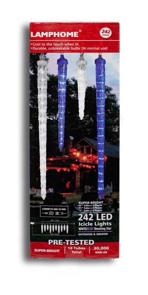 242 LED 10 Piece Icicle Set – Blue/Cool White