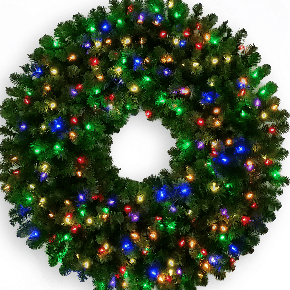 48″ Pine Wreath – Multi Lights