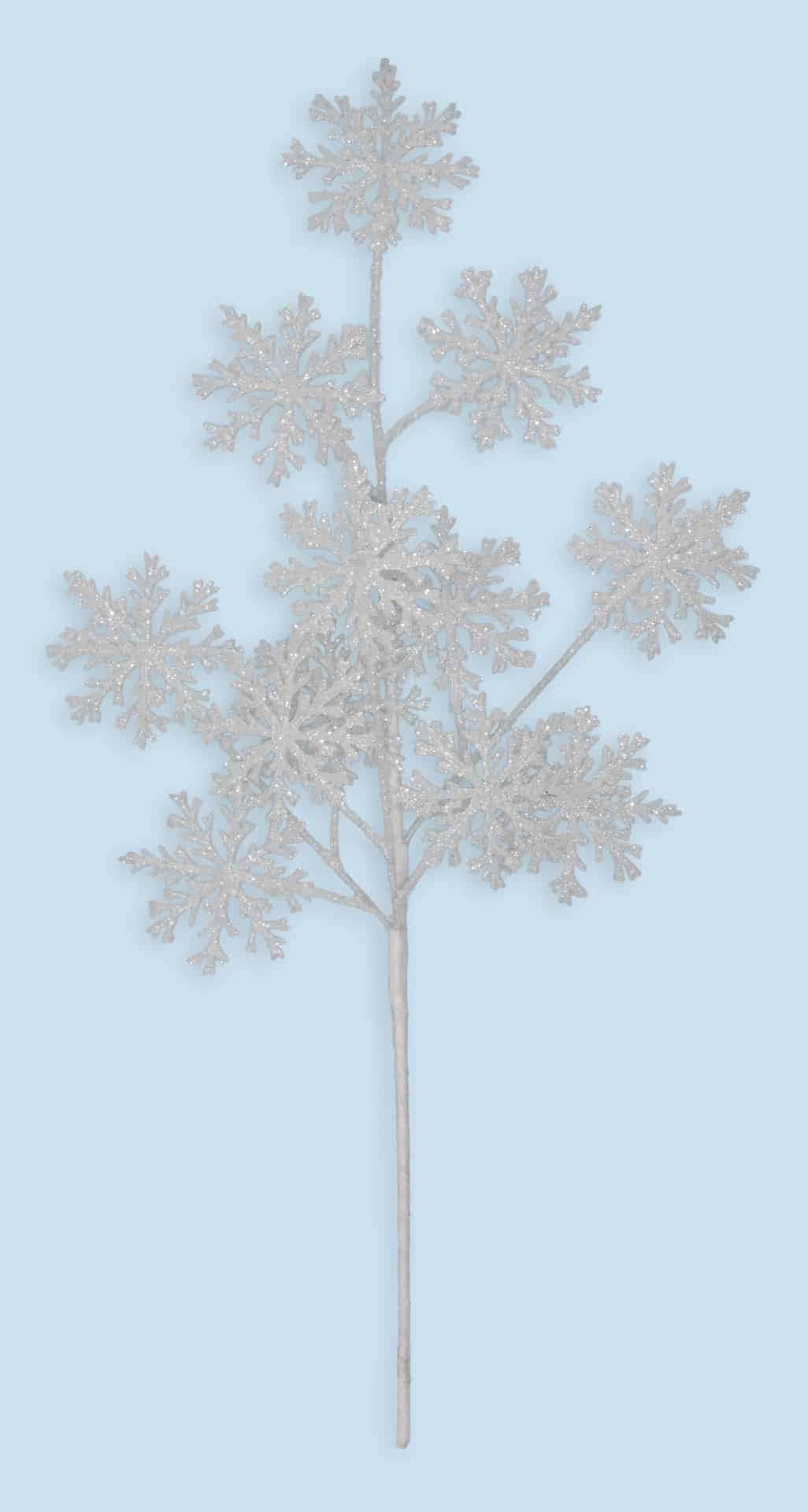 24″ White Snowflake Glittered Spray