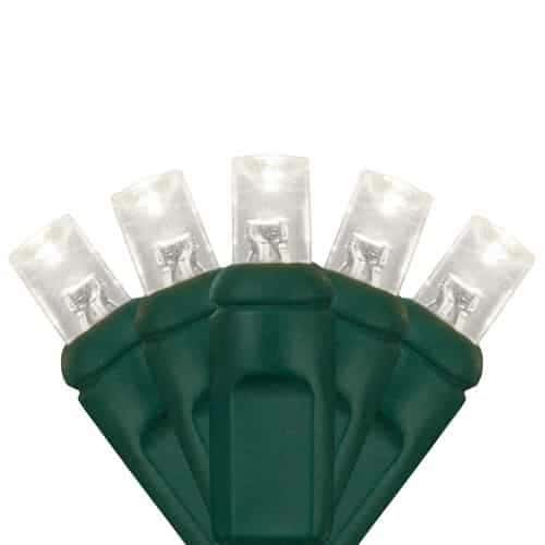 50 LED 5MM 6″ Spacing – Green Wire, Pure White